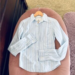 Y2K Abercrombie & Fitch Vintage Light Blue Striped Shirt Size Small